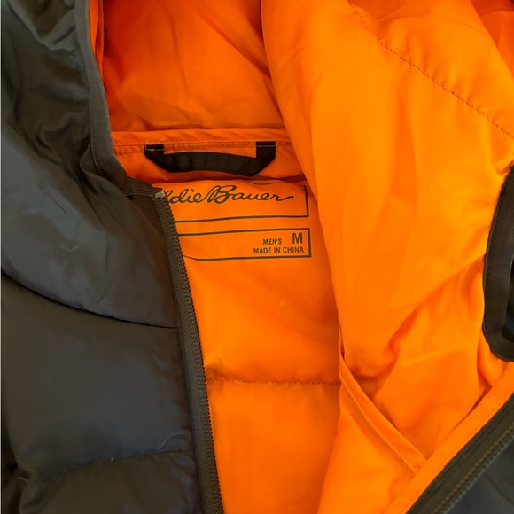 Eddie Bauer Unisex Medium Puffer Jacket, Navy and Orange, EUC - Picture 3 of 4